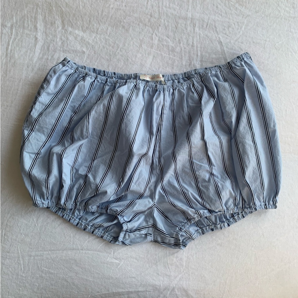 Charlie Beads Bloomers Cotton Vertical Striped Shorts Blue White